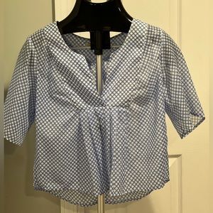 Vintage Inspired top Blue and White polka dot
